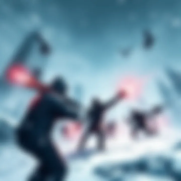 Cover art featuring a character in a snowy setting fighting against creatures in a horror-themed environment