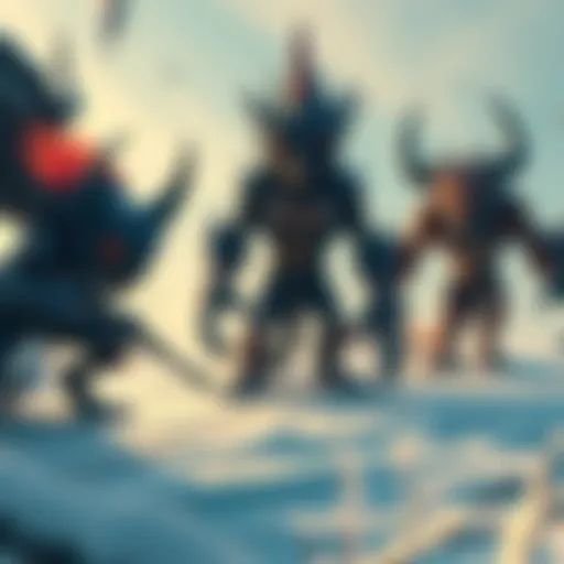 Cold Season Monsters Three cold season monsters: Gammoth, Blangonga, and Velkana in a snowy landscape ready for battle.