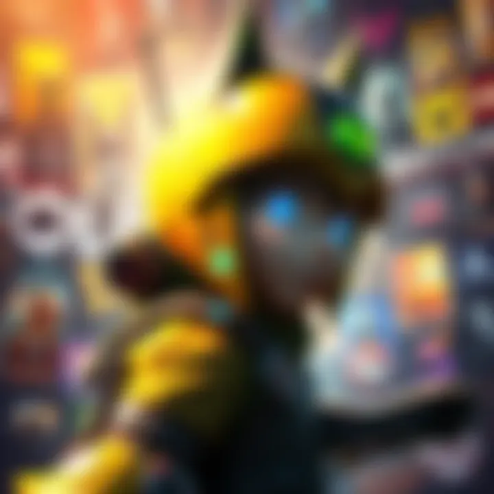 Concept art showing Cole with a GearWolf-inspired design, emphasizing a new look and sound, surrounded by colorful artwork ideas.