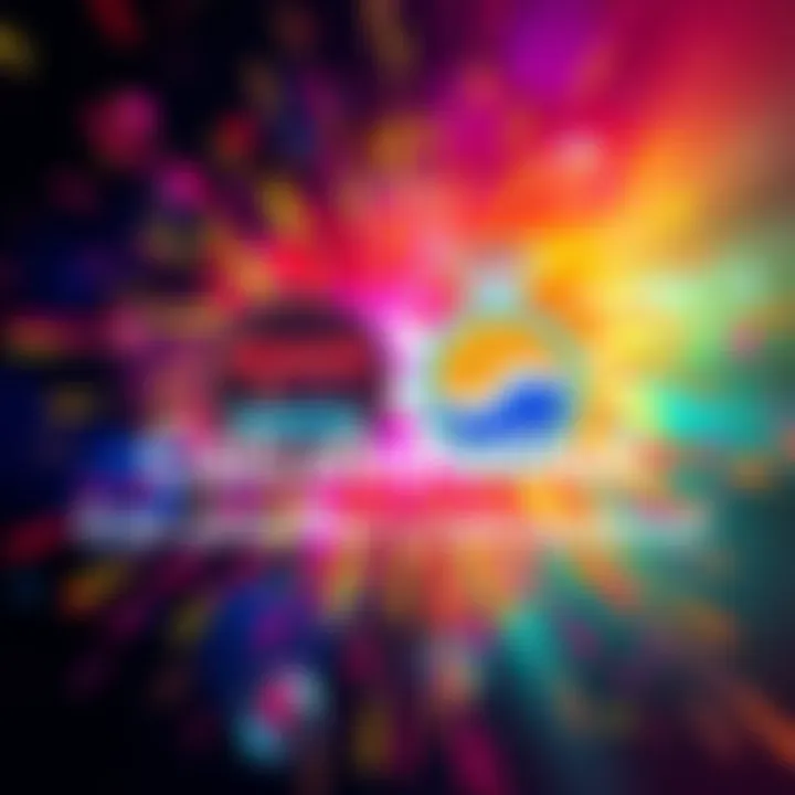 A colorful graphic showcasing two prominent logos merging together with excitement in the background, symbolizing a new partnership.