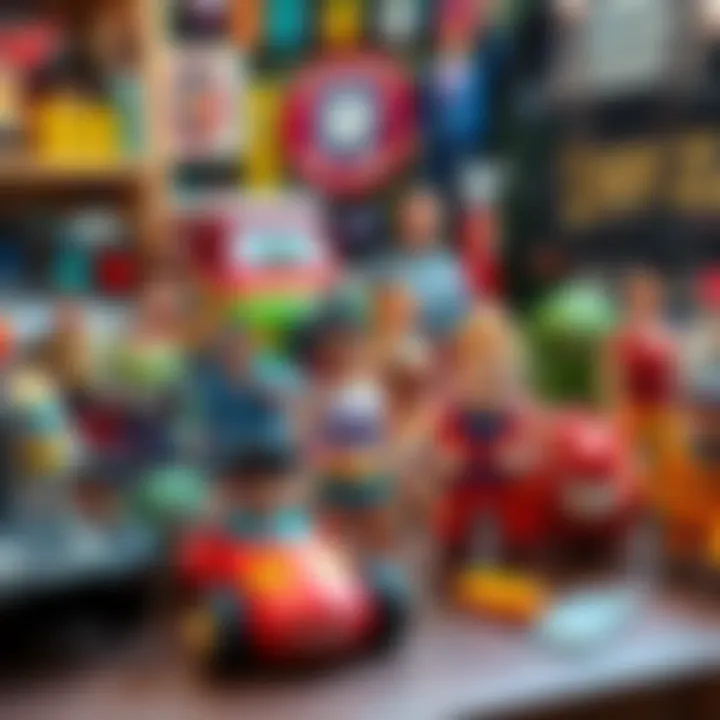 A variety of vintage toys from Series 1 collection, including Toy Story 2 figures and DBZ characters, arranged on a table