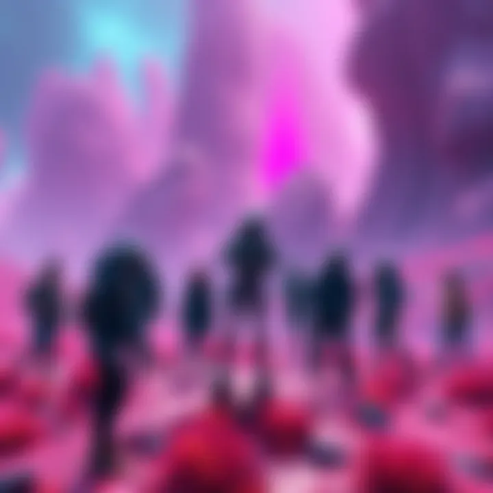 A group of people searching for synthetic beings left behind in a vibrant digital landscape of Stella.