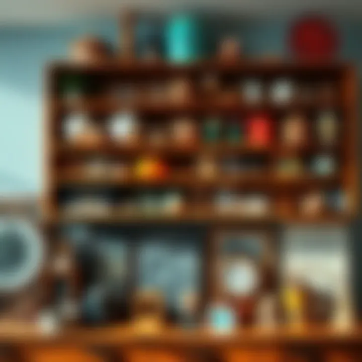 A well-organized collection of various items displayed attractively on a shelf, showcasing neat arrangement and presentation tips.