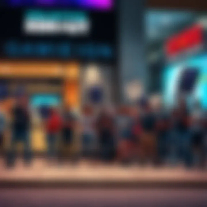 A group protesting against mature-rated video games, holding signs and featuring images of Duke Nukem, in front of a gaming storefront.