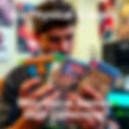 A person examining and holding a few physical game boxes, showcasing a mix of genres and styles, representing the value of collecting games in a digital age.