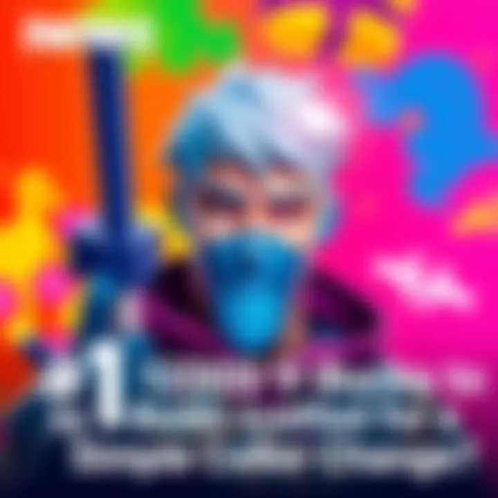 A screenshot showing a character with a simple color change in the game, highlighting the new look against a vibrant background