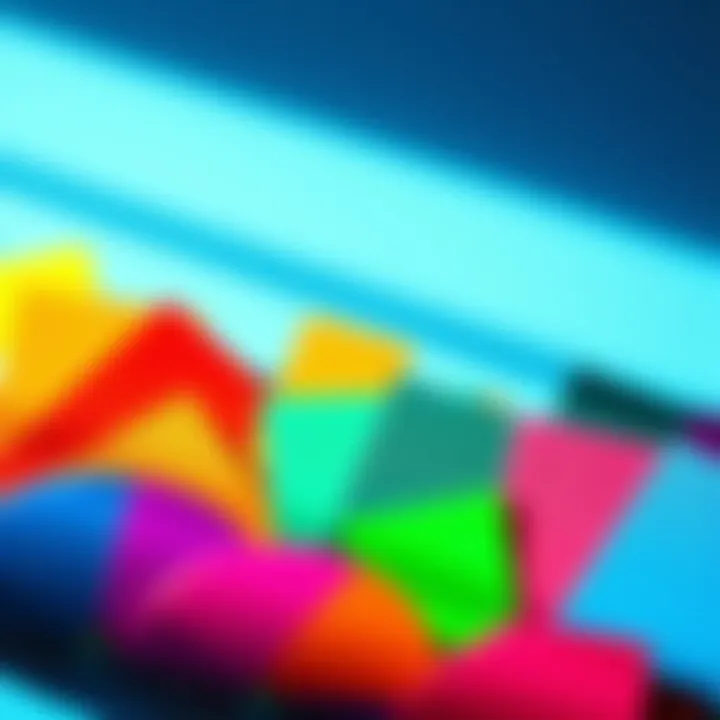 A collection of vibrant color swatches representing trending hues for 2025 design projects