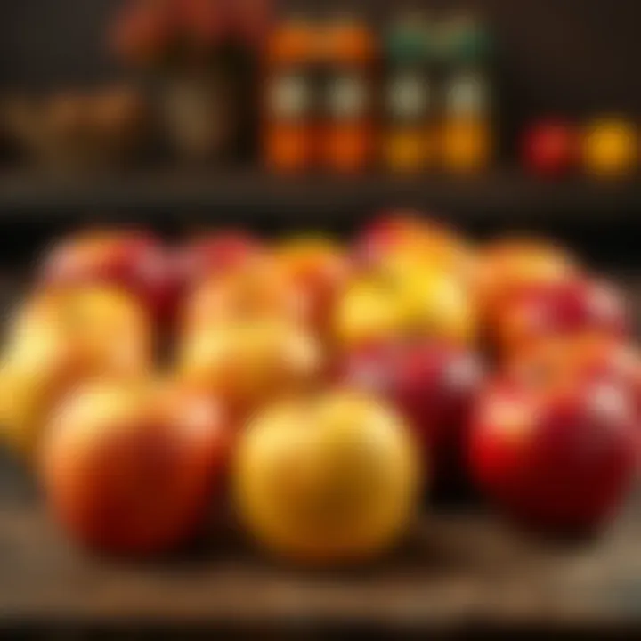 Colorful Apples on a Table A variety of fresh apples in different colors placed on a wooden table, inviting people to share their opinions.