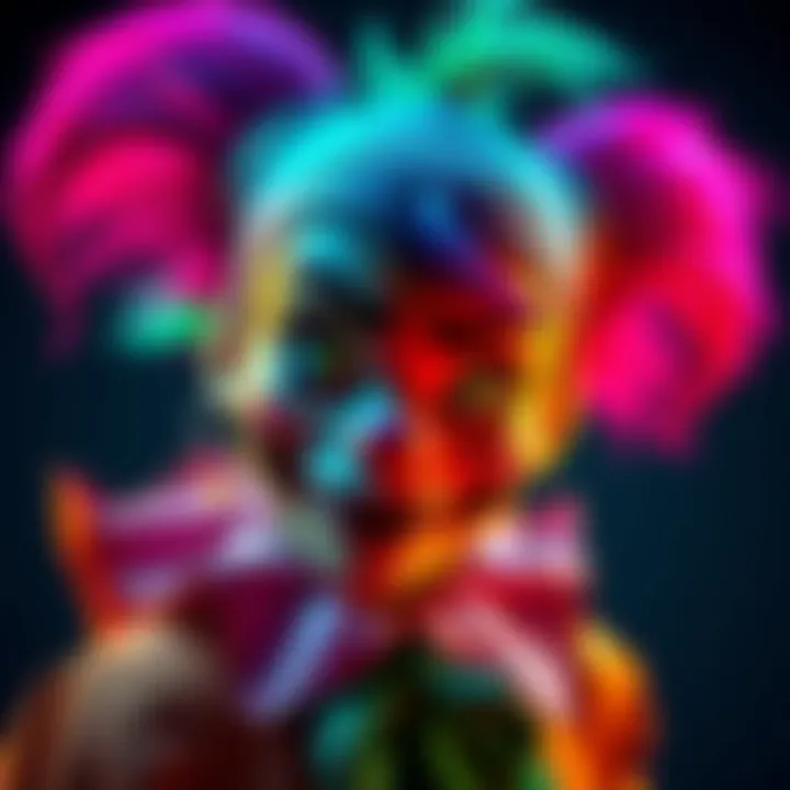 A vibrant fan art piece featuring Arlecchino, showcasing bright colors and creative interpretations of the character.