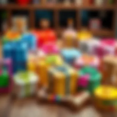 A table filled with unique and colorful birthday gifts, including wrapped presents and handmade items, ready for a celebration