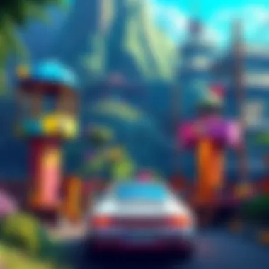 A vibrant scene showcasing the unique Carto art style in a PC game with bright colors and stylized characters