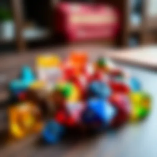 Various sets of colorful dice used for Dungeons and Dragons gameplay, displayed together on a table