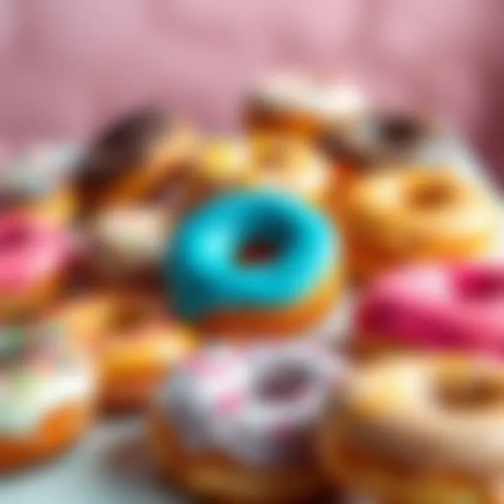 A variety of colorful donuts arranged on a table, perfect for a fun gathering