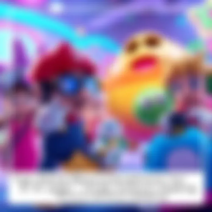 Colorful game characters A vibrant scene featuring engaging video game characters suited for young players, showcasing fun visuals and friendly designs.