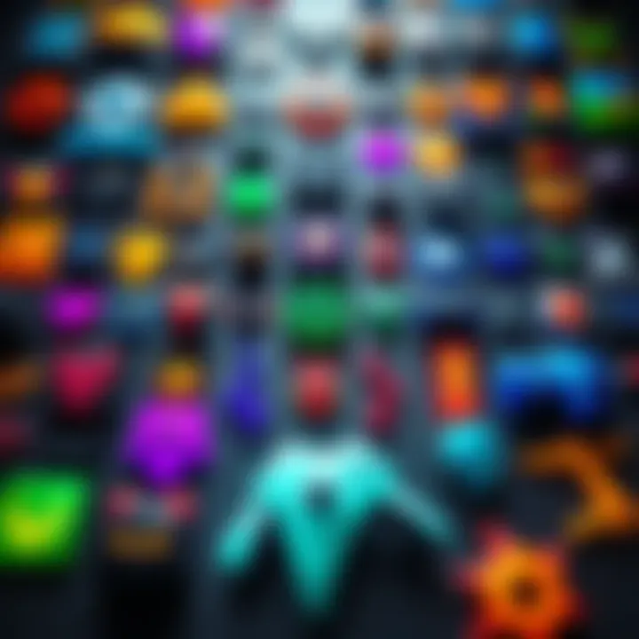 A collection of vibrant glyph icons displayed alongside traditional loadout icons, highlighting the trend in gaming customization.