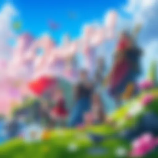 A vibrant scene showcasing characters from various jRPG games in fantasy settings, featuring lush landscapes and magical elements.