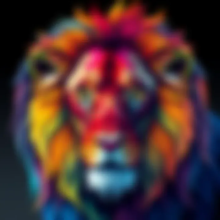 Colorful Lion Fan Art A vibrant lion illustration showcasing various colors and artistic styles created by talented artists.