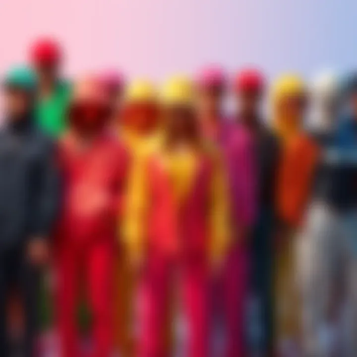 Colorful outfits missing A collection of vibrant outfit models in various colors with one side showing dull options, highlighting the demand for more styles.