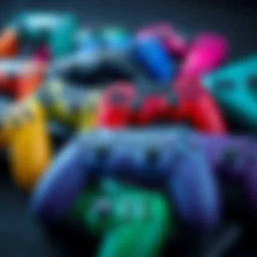 A variety of colorful Steam Controllers displayed, showcasing potential new designs and options for gamers.