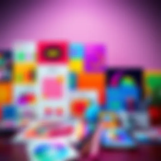 A collection of vibrant templates showcasing various designs for creative projects