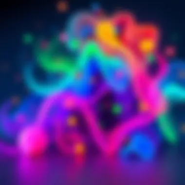 A vibrant display of animation effects showing after images with bright colors and shapes
