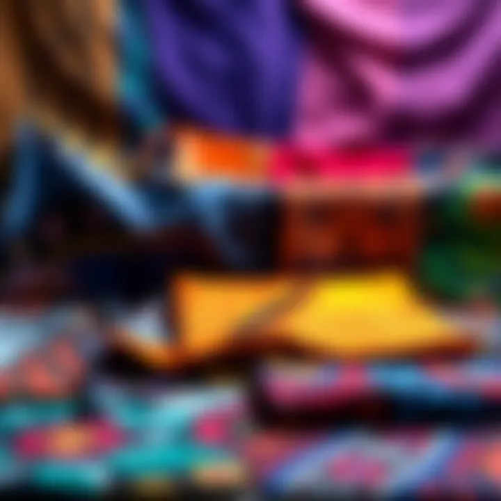 Various colorful artist skins displayed on a table, showcasing unique designs and patterns
