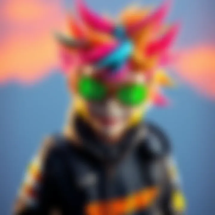 Artistic representation of a unique character inspired by Sunset Overdrive, showcasing bright colors and creative design.