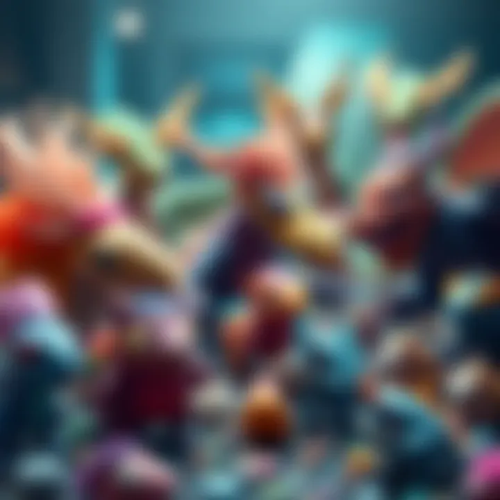 A variety of unique, colorful creatures created through genetics, displayed in a peaceful game environment without combat.