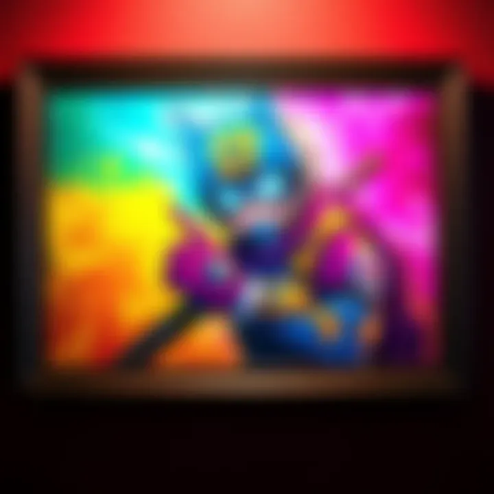 Colorful Fan Art Gift A vibrant piece of fan art depicting a popular gaming character, beautifully framed and ready to be gifted to a friend.