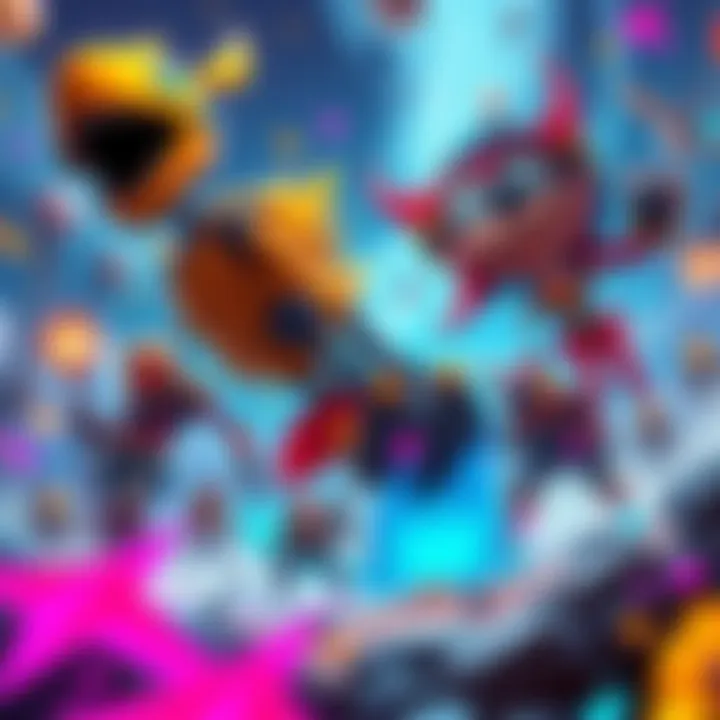 Colorful game art Vibrant artwork showcasing unique characters and environments from an upcoming game