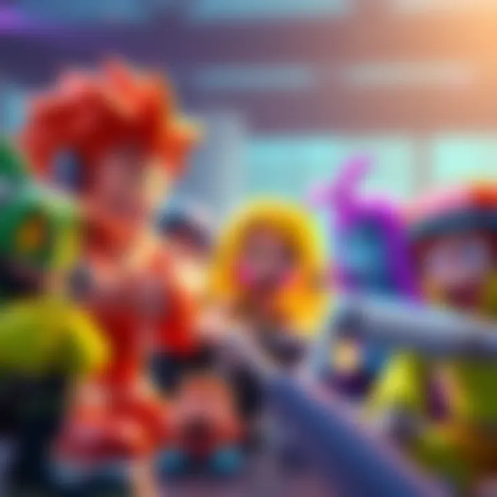 A group of colorful, cartoon-like characters engaging in roleplay games, showcasing creativity and interaction