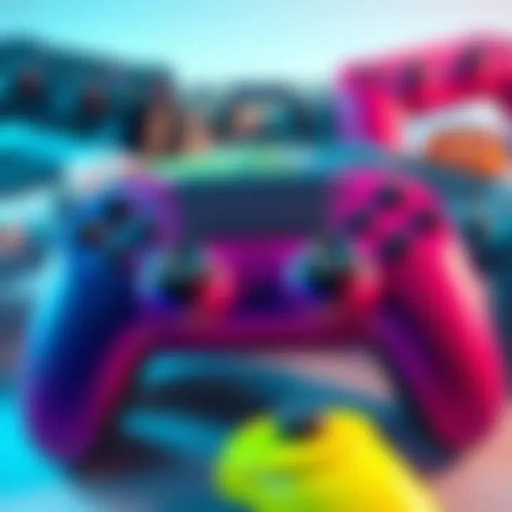 Colorful game controllers A collection of vibrant game controllers representing various gaming styles and genres, symbolizing replayability.