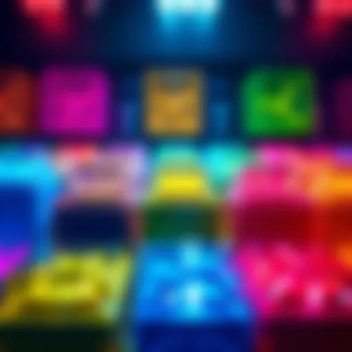 A display of vibrant lootboxes featuring various colors, highlighting the debate over recent game color choices and skin themes.