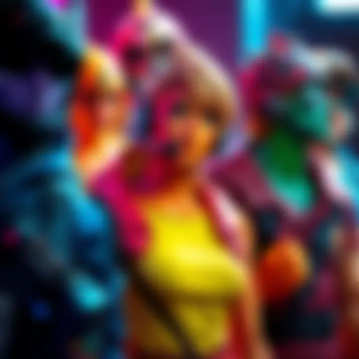 A vibrant display of gaming characters with various skin colors and outfits, showcasing the impact of color choice on visibility and design.