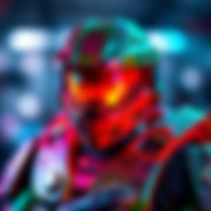 Colorful Halo 3 Master Chief Figure A vibrant repaint of a Halo 3 Master Chief figure showcasing bright colors and detailed artistic design