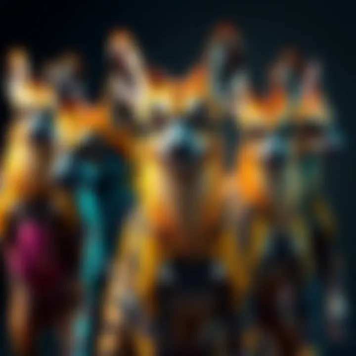 A group of Kubrows showcasing different color variations, highlighting their unique and rare appearances.