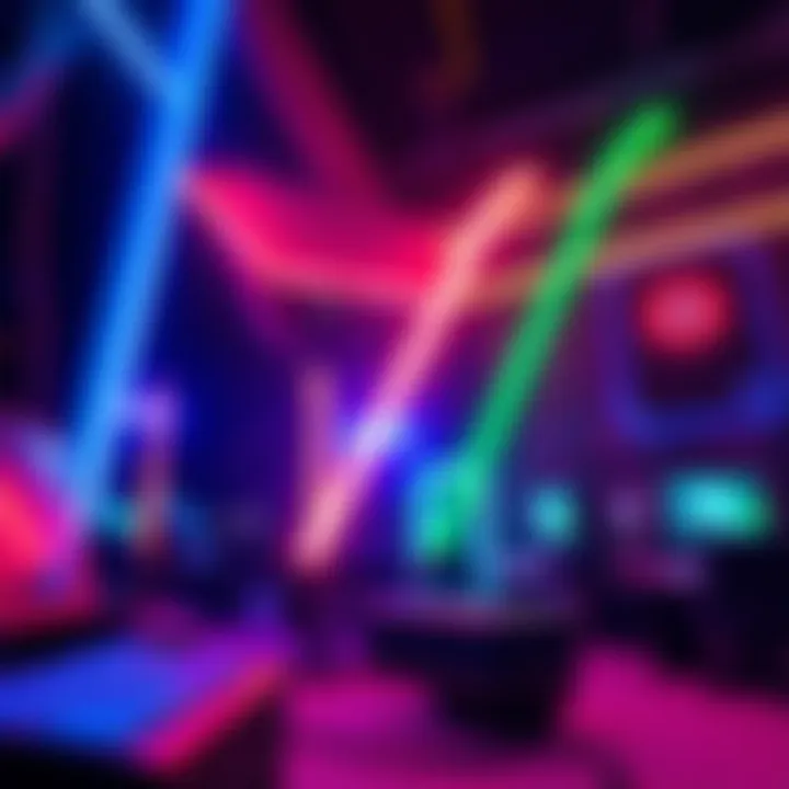 Bright light sticks illuminate areas in a gaming setting, showing their brief glow and functionality