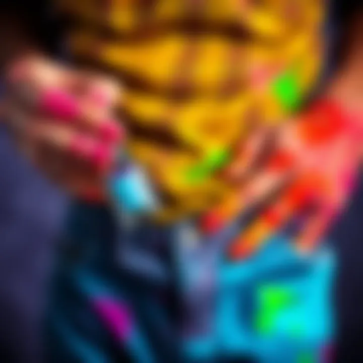 A frustrated person holding mismatched nail polish and pants, showing how colors change