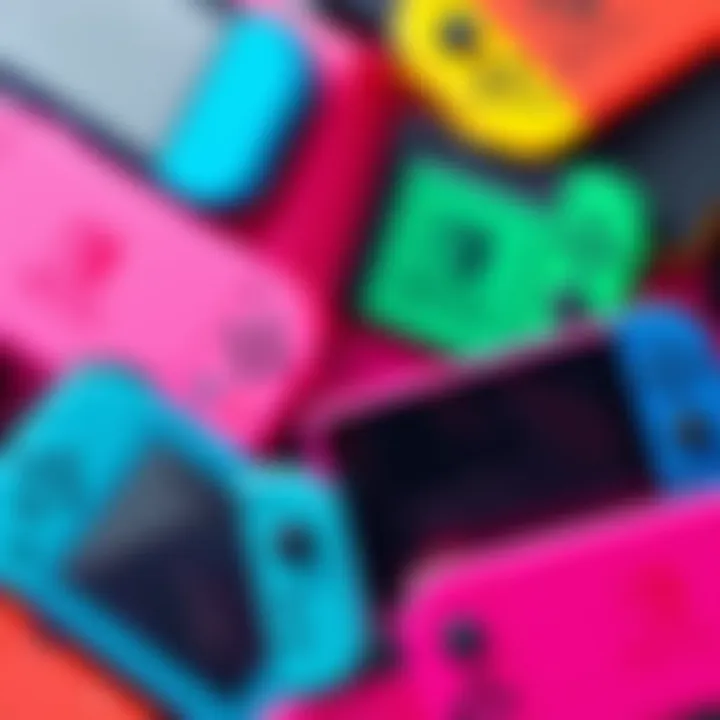 A collection of Nintendo Switch consoles in various bright colors like pink, blue, and green, showcasing the demand for more color options.