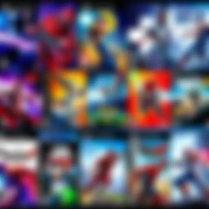 Colorful PS5 games collection A display of visually stunning game covers for the PS5, showcasing vibrant graphics and appealing art styles, perfect for beginner players.