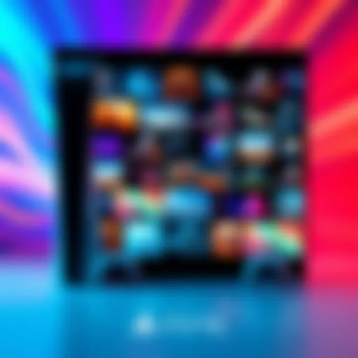 A variety of vibrant PS5 wallpapers displayed on a screen, showcasing gaming aesthetics and designs, inviting people to share their favorites.