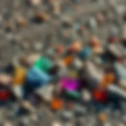 A collection of bright and colorful rocks scattered on a natural surface, showcasing their unique shapes and patterns.