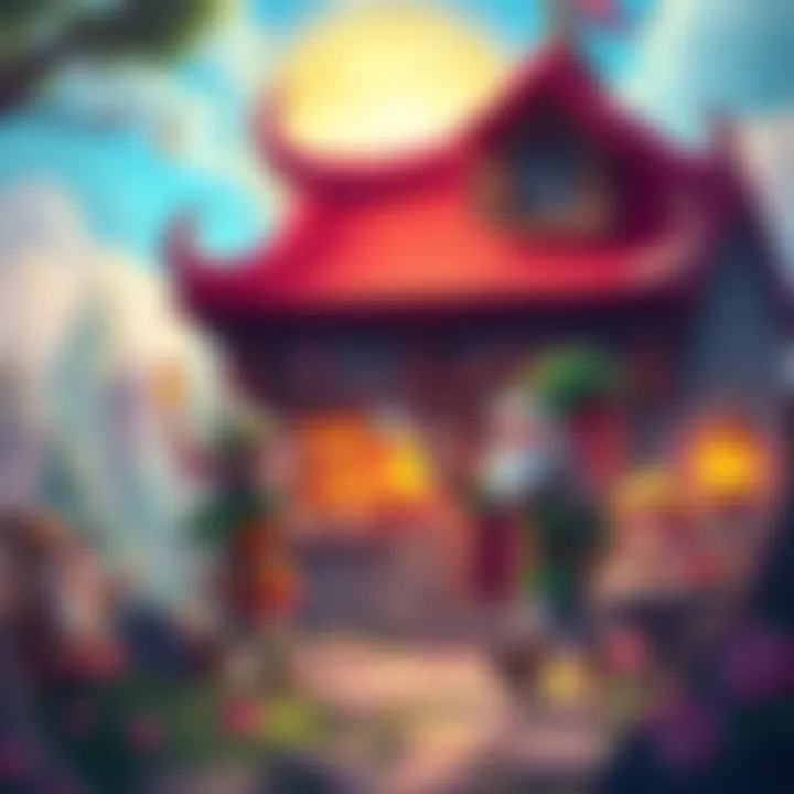 A bright and cheerful RPG game cover featuring whimsical characters in a fantasy setting, engaging in lighthearted adventures.