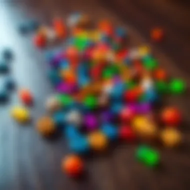A variety of colorful runes scattered on a wooden table, representing options for players after completing a game.