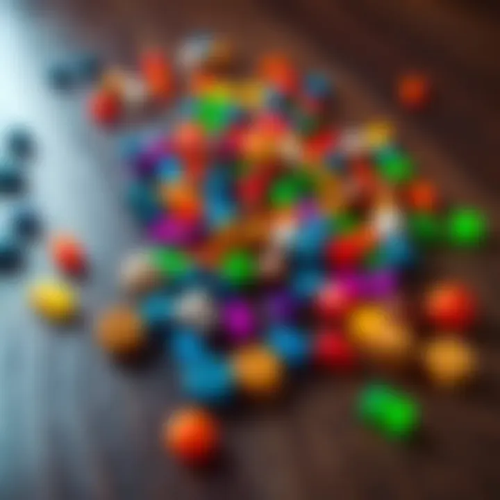 A variety of colorful runes scattered on a wooden table, representing options for players after completing a game.