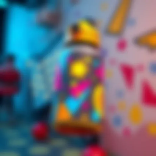 A cute and colorful spray design featuring fun characters and patterns from various online games