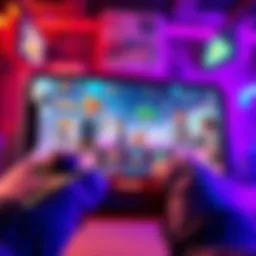 Screenshot of a vibrant upgrade-focused game featuring characters and colorful graphics