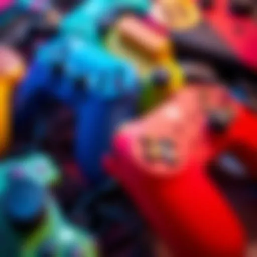 A collection of various colorful video game controllers placed together, symbolizing fun gameplay experiences.