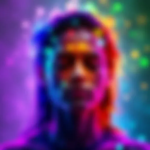 A colorful representation of different aura colors surrounding a person, showing emotions and spiritual energy