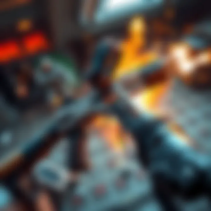 A combat shotgun featuring various mods and explosive effects in a gaming environment